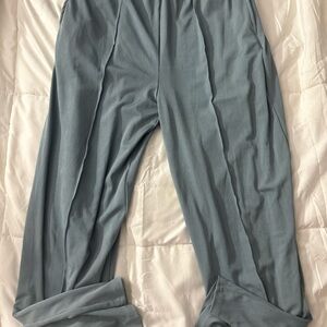 Cider Light Blue Ribbed Elastic Waist Pants